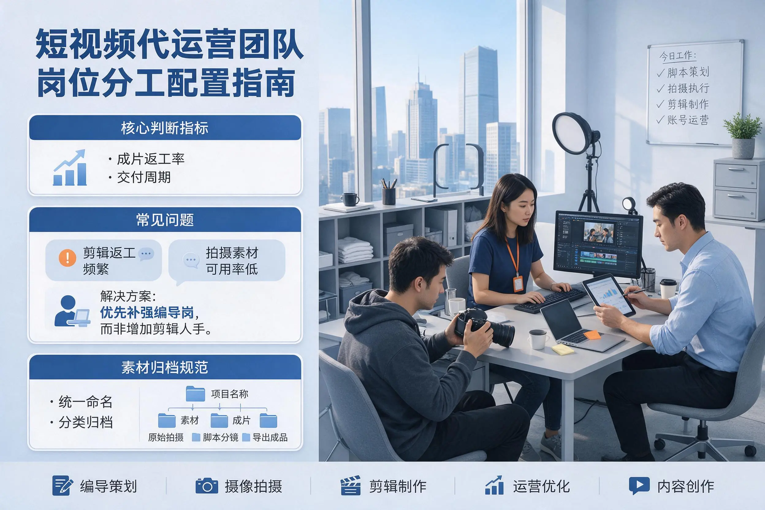 短视频代运营团队如何配置？鄂州企业岗位分工科普说明