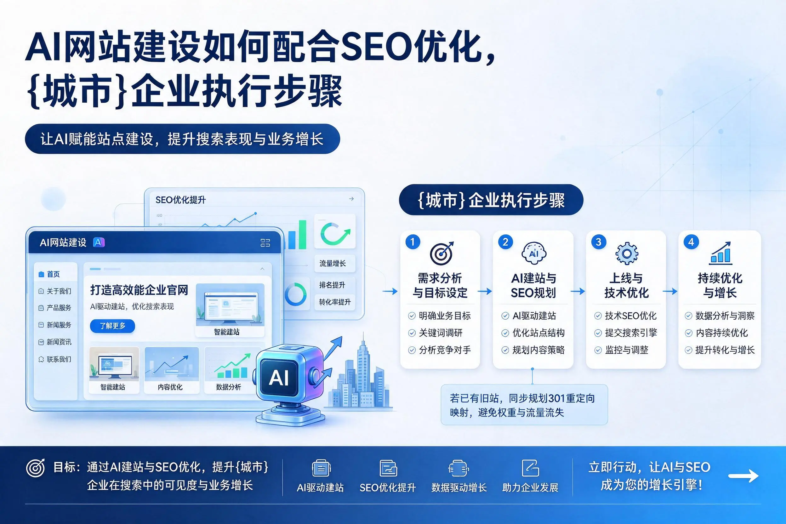 AI网站建设如何配合SEO优化，鄂州企业执行步骤